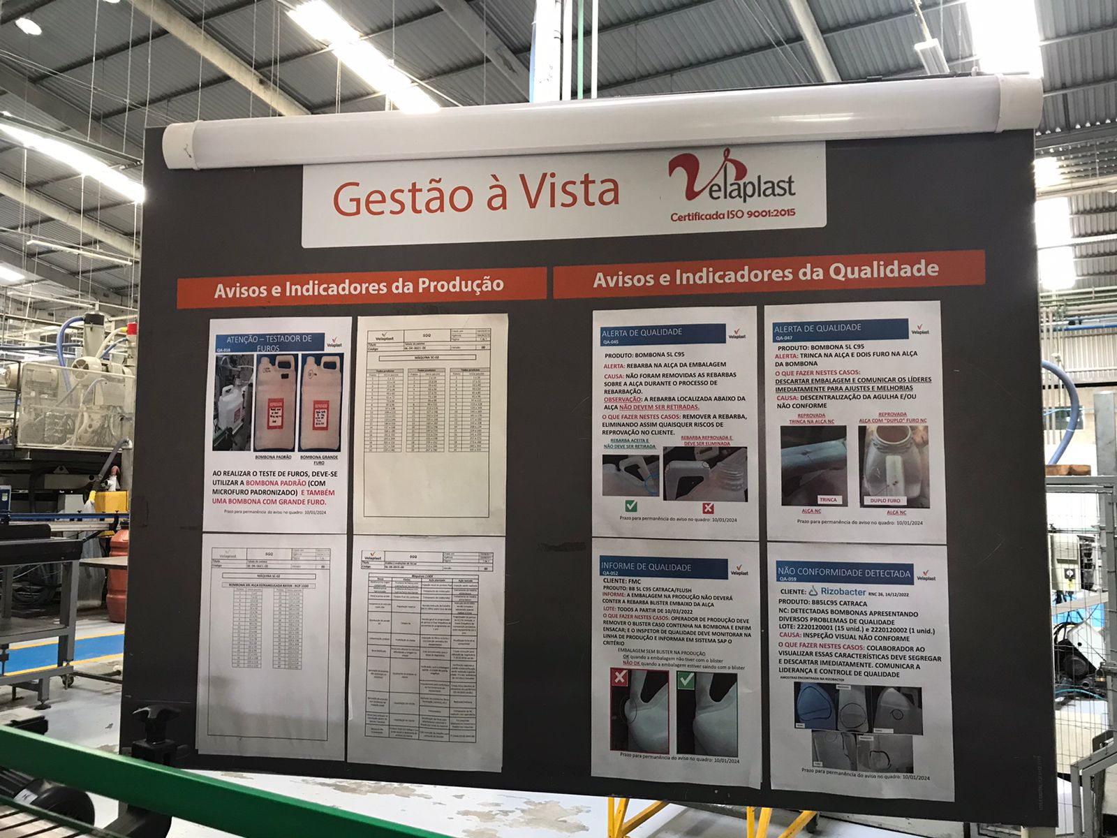  Indicadores de qualidade sobre o produto e fabricação